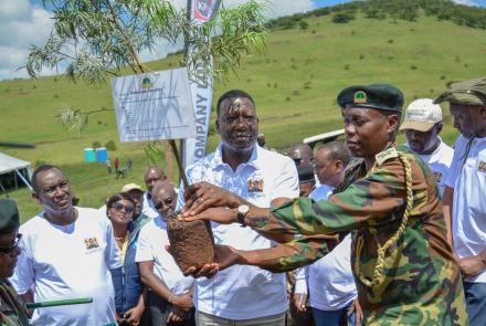 The CS for Energy and Petroleum Davis Chirchir led staff from the ministry in planting 1, 100 trees at Kona Baridi in Ngong Forest, Nairobi